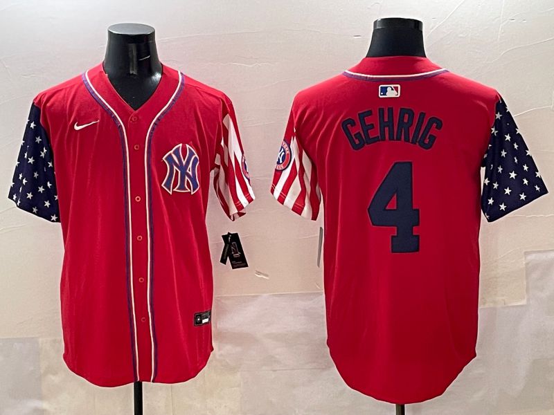 Men New York Yankees #4 Gehrig Red a generation of national flags Jointly Name 2025 Nike MLB Jersey style 1